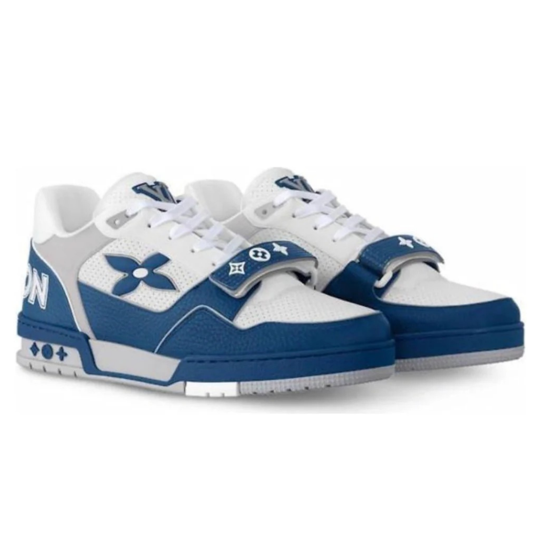Monogram White Blue Trainer