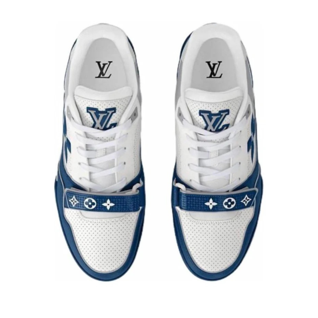 Monogram White Blue Trainer