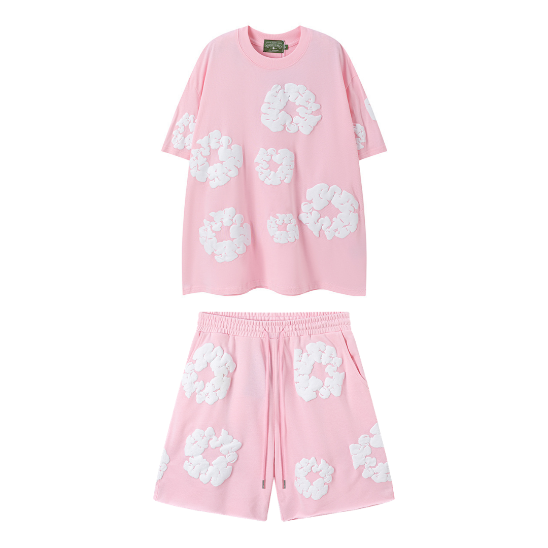 Denim Trs Pink Short set
