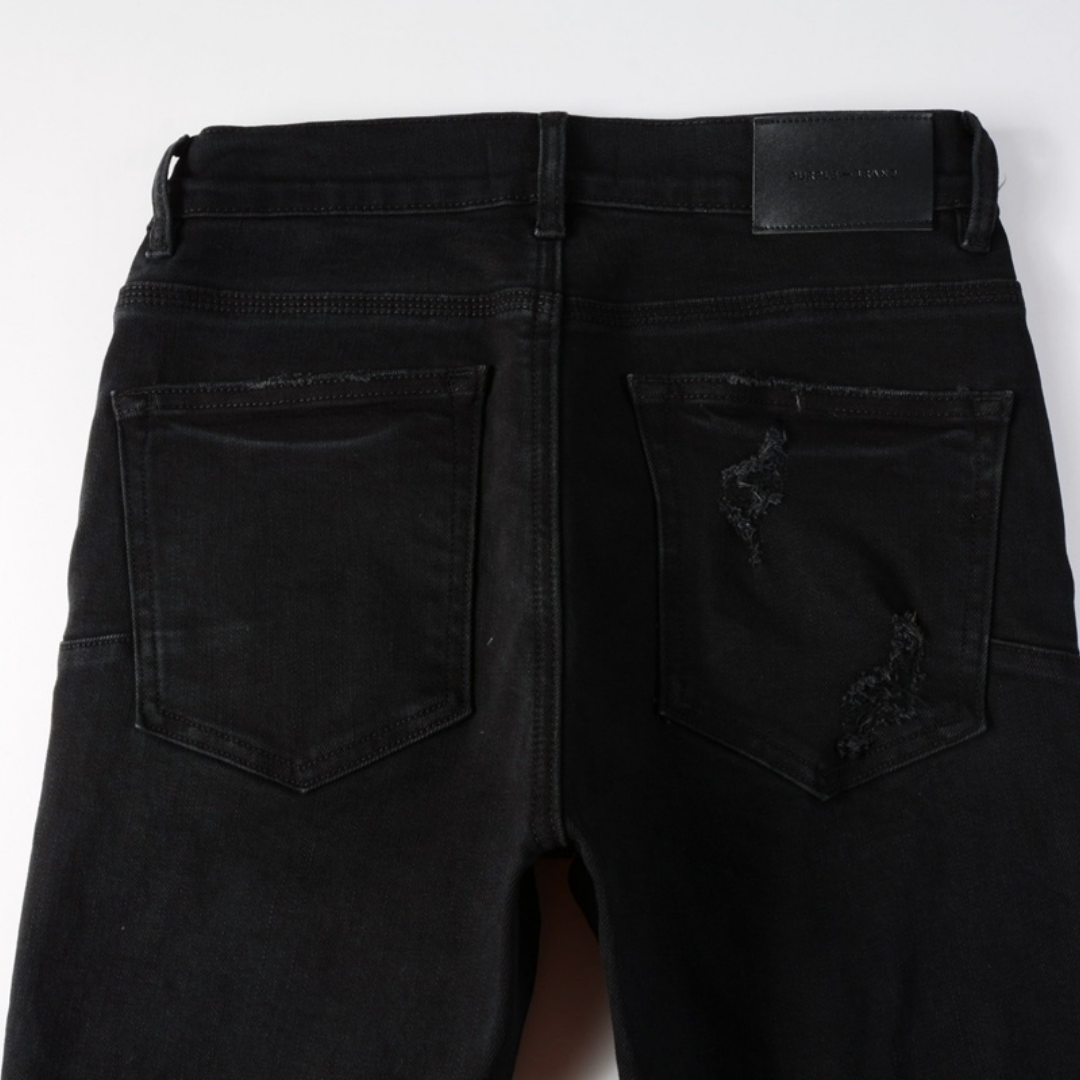 Purple Triple Ripped Black Jeans