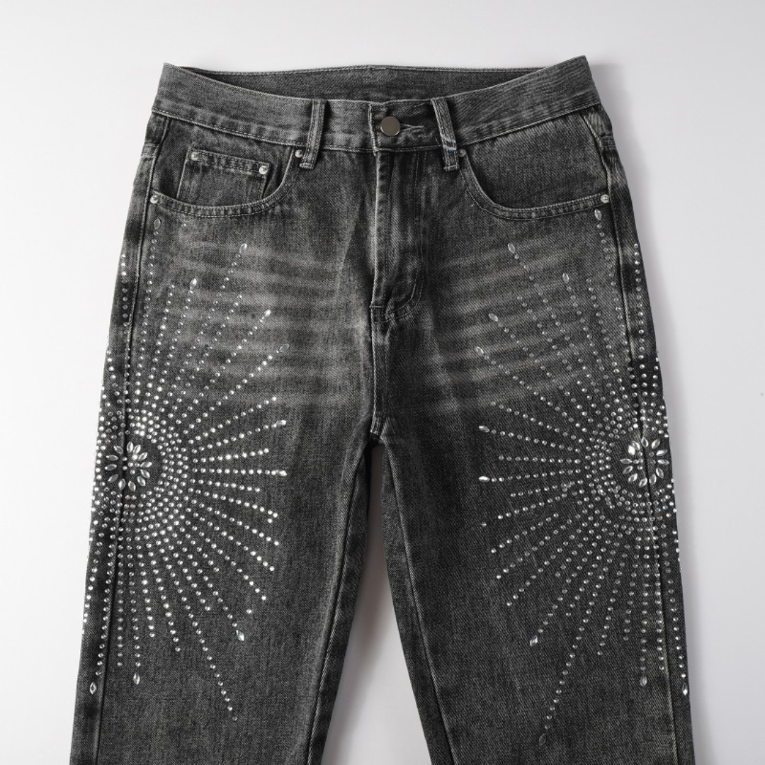 Grey Flare Diamonds Jeans