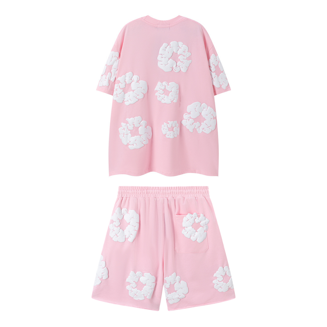 Denim Trs Pink Short set