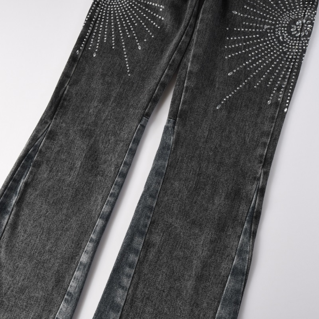 Grey Flare Diamonds Jeans