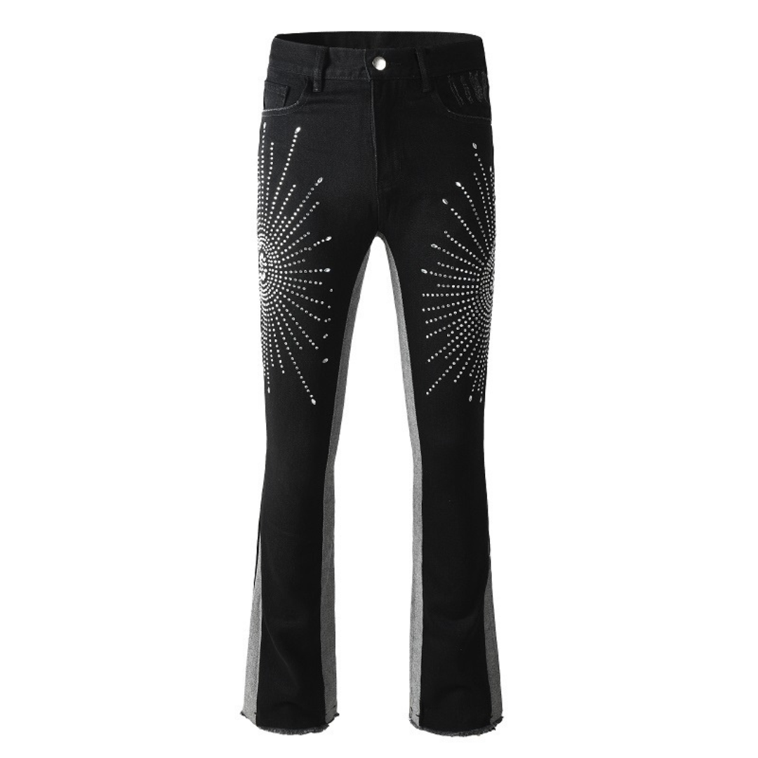 Black Flare Diamonds Jeans