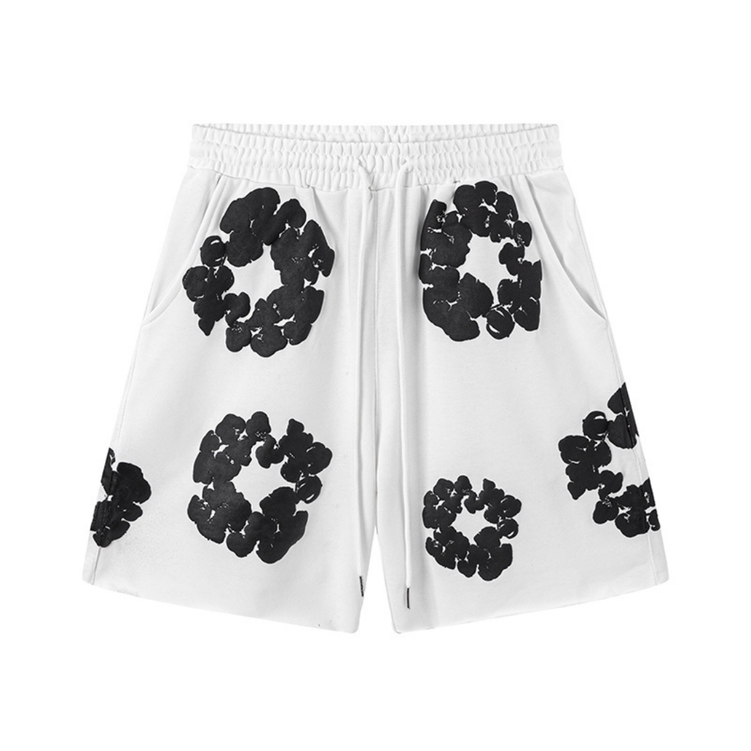 Denim Trs White Grey Short set