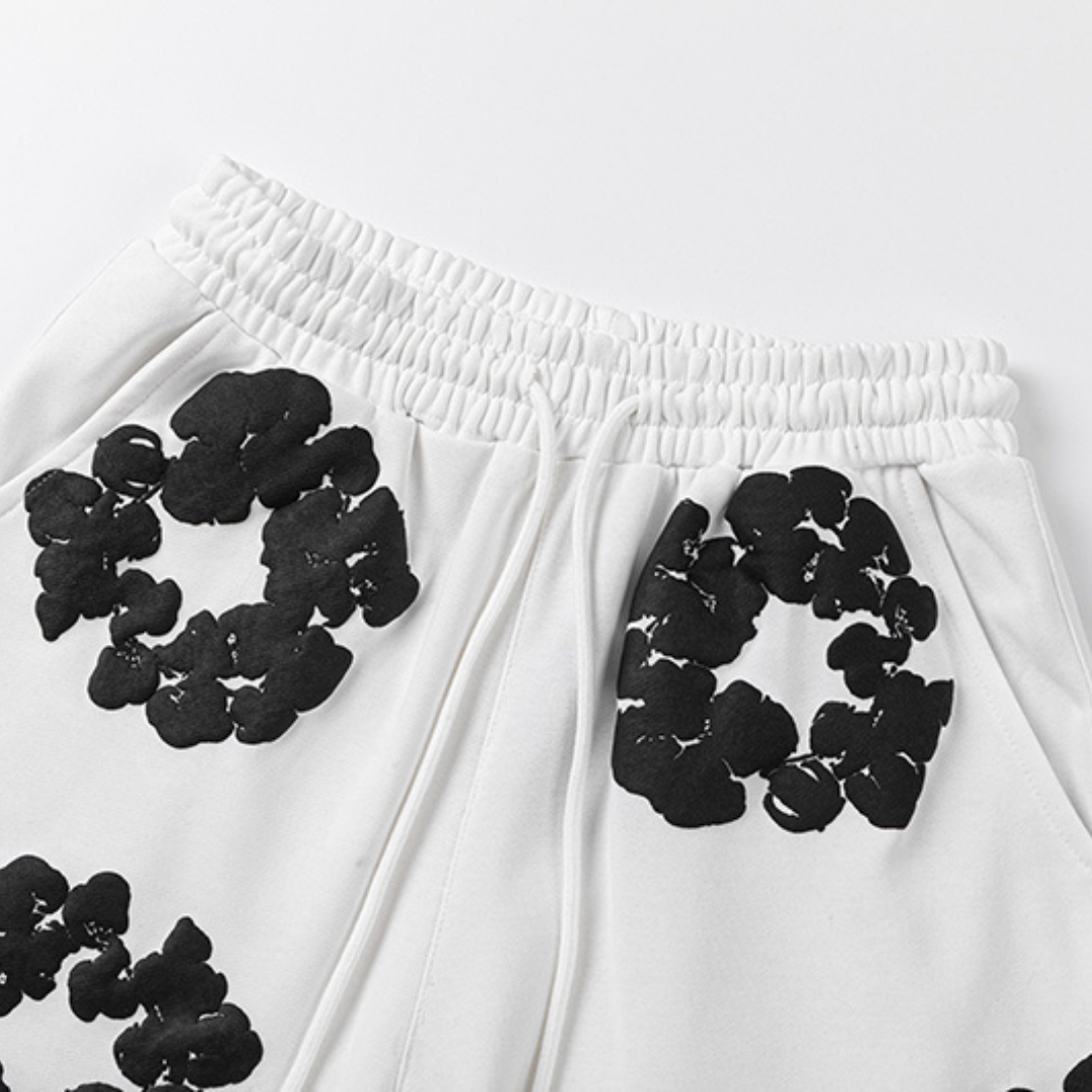 Denim Trs White Grey Short set