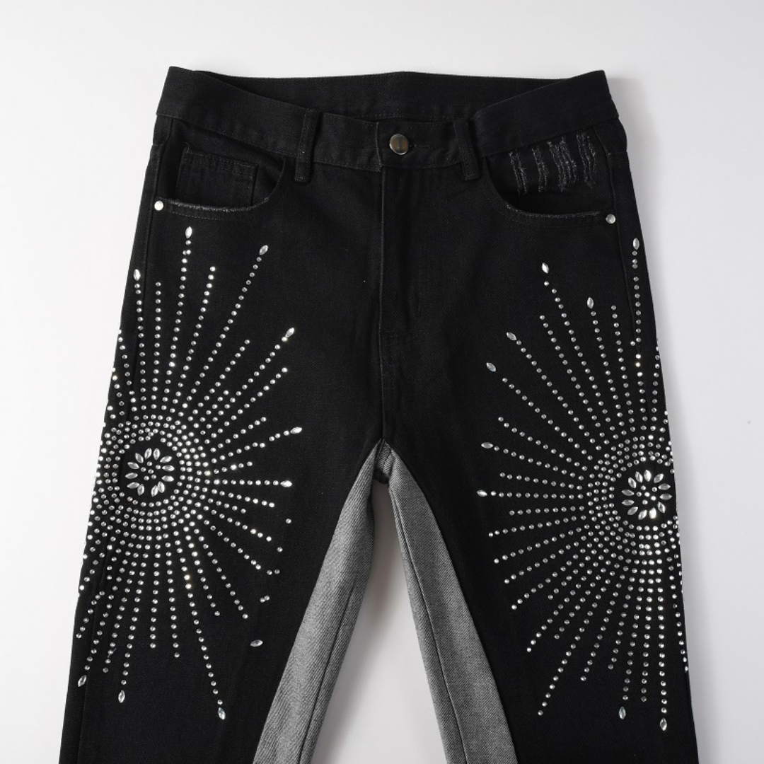Black Flare Diamonds Jeans