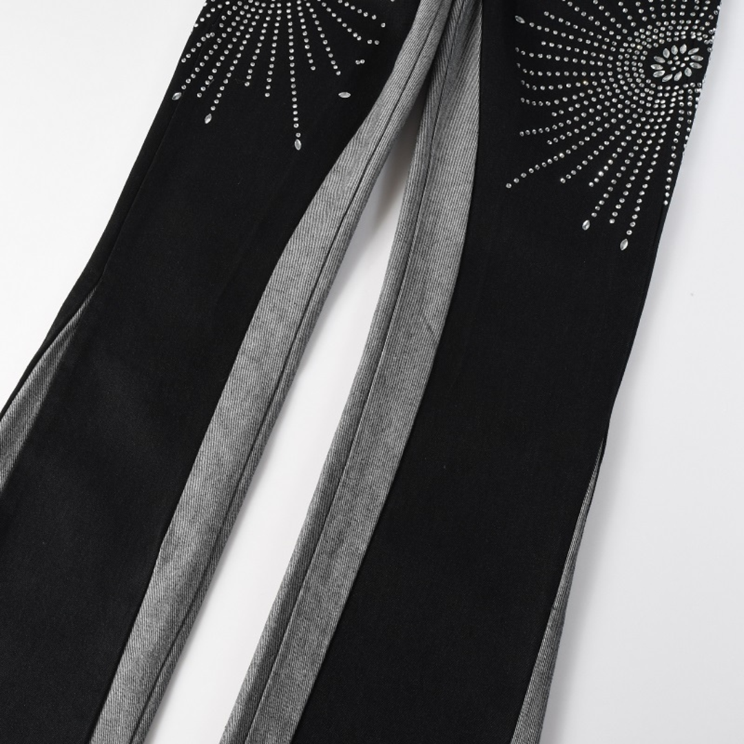 Black Flare Diamonds Jeans