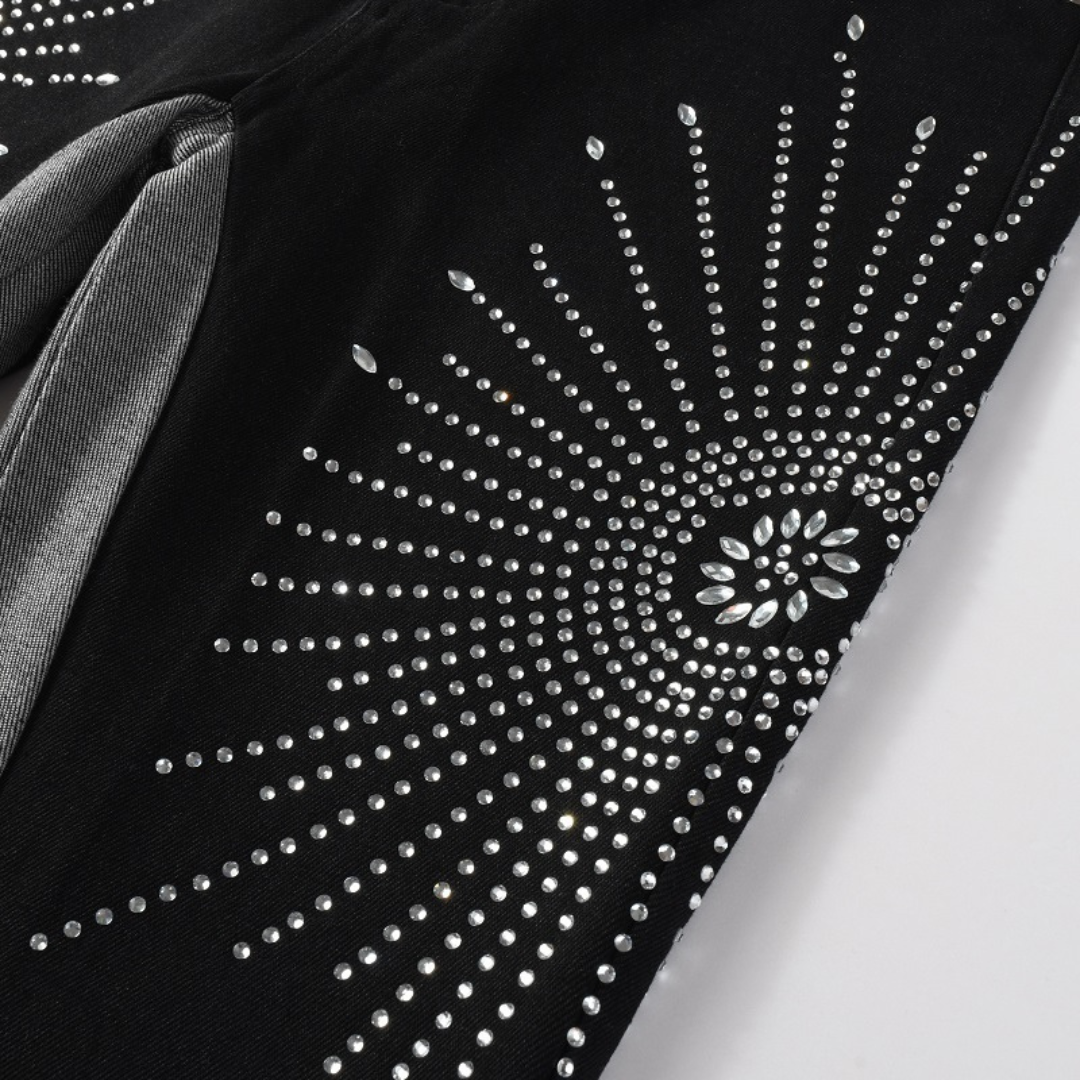 Black Flare Diamonds Jeans