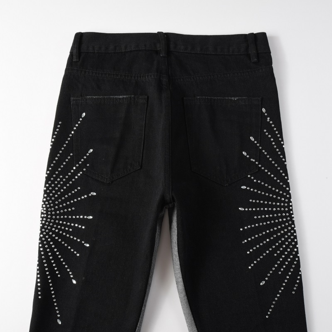 Black Flare Diamonds Jeans