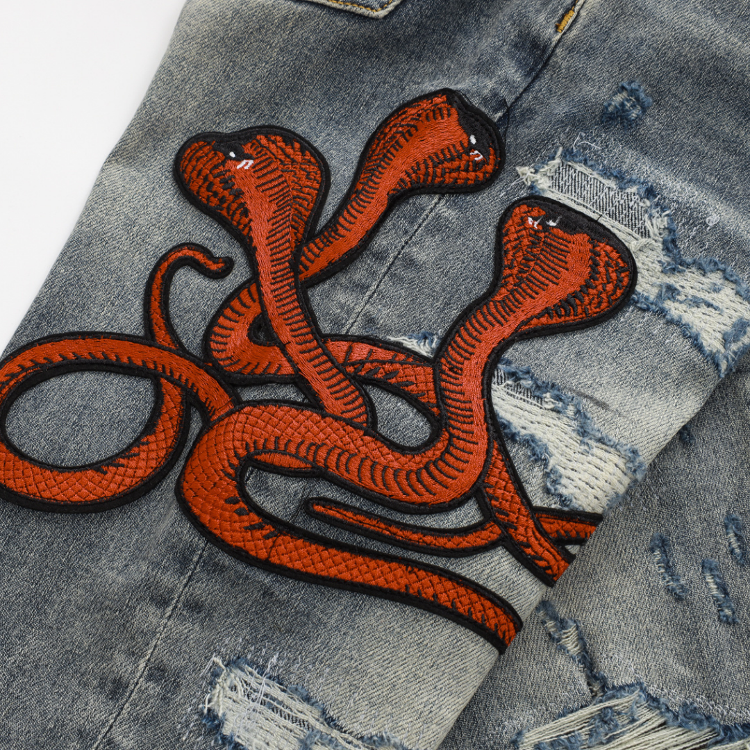 Amr Red Snake Grey Jeans