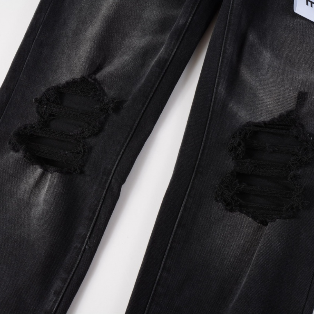 Purple Ripped Black Jeans