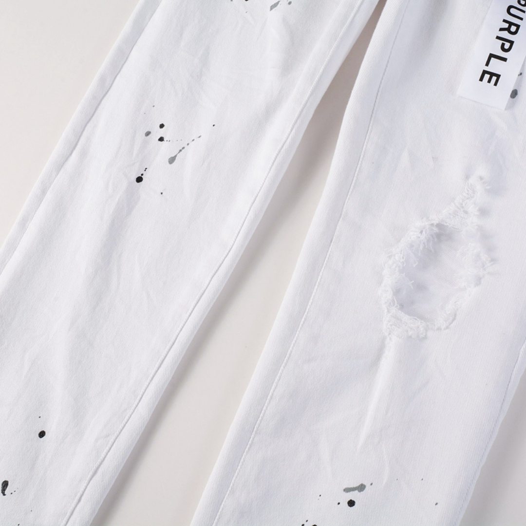 Purple White Paint Jeans