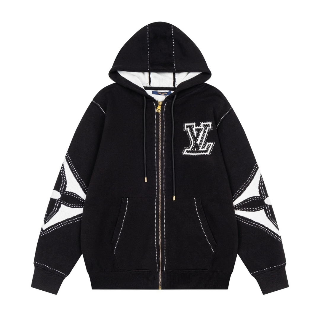Lv Monogram Zip Hoodie