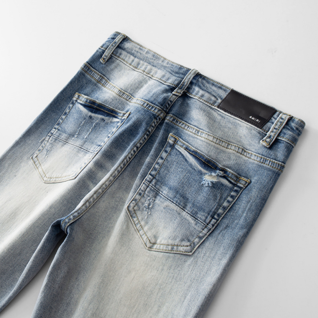 Amr Logo Ripped Patch Jeans