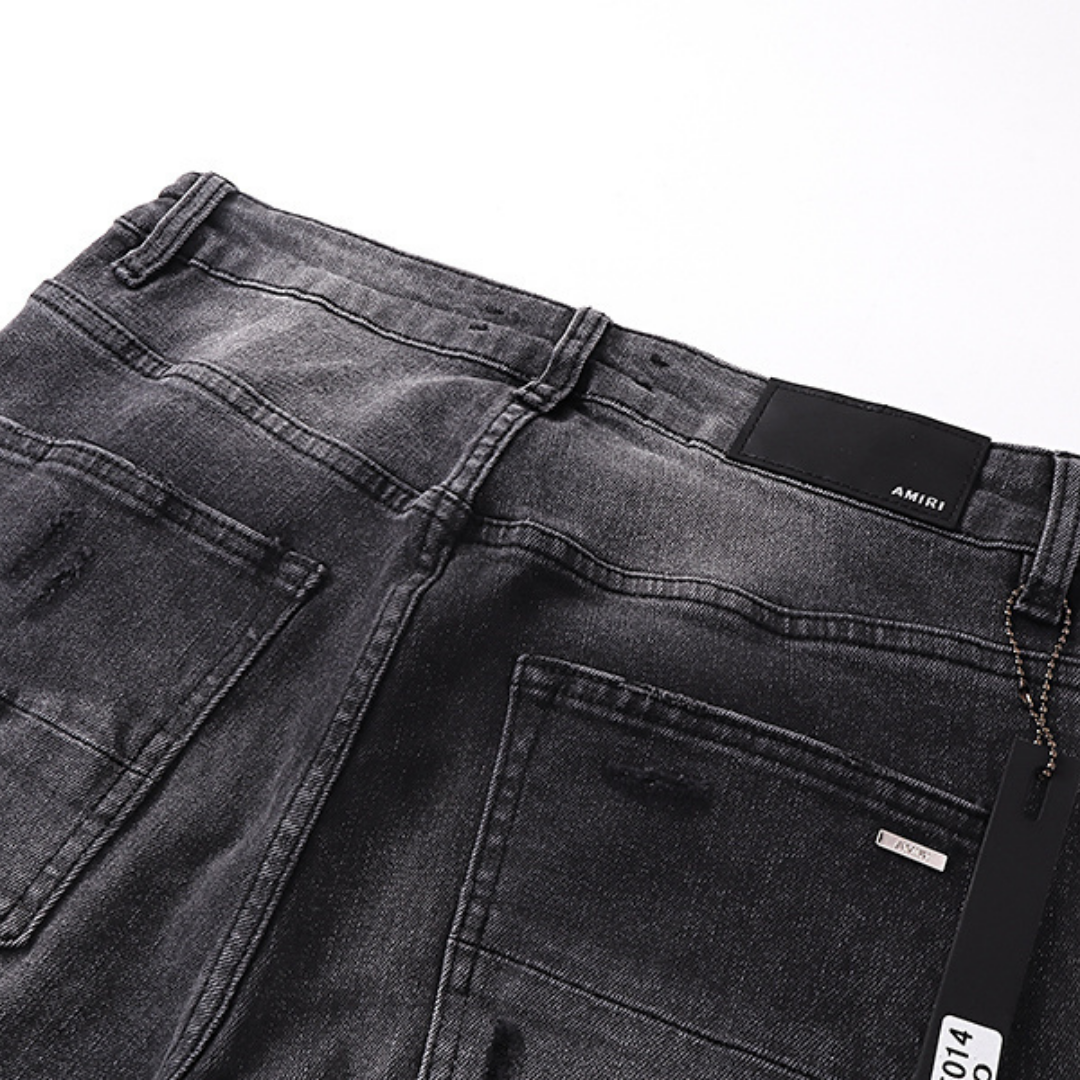 Amr Grey Staggered Logo Jeans