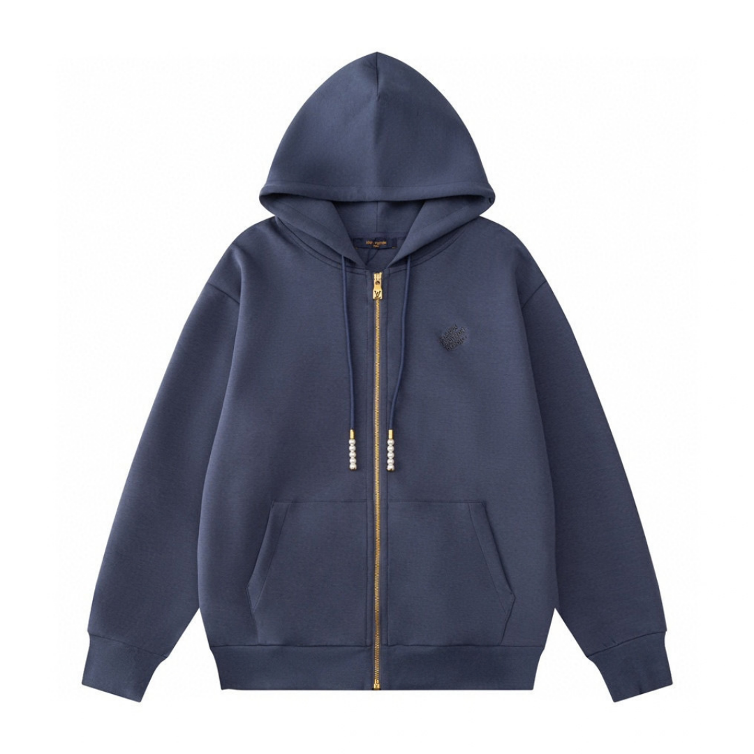 Lv Monogram Zip Hoodie