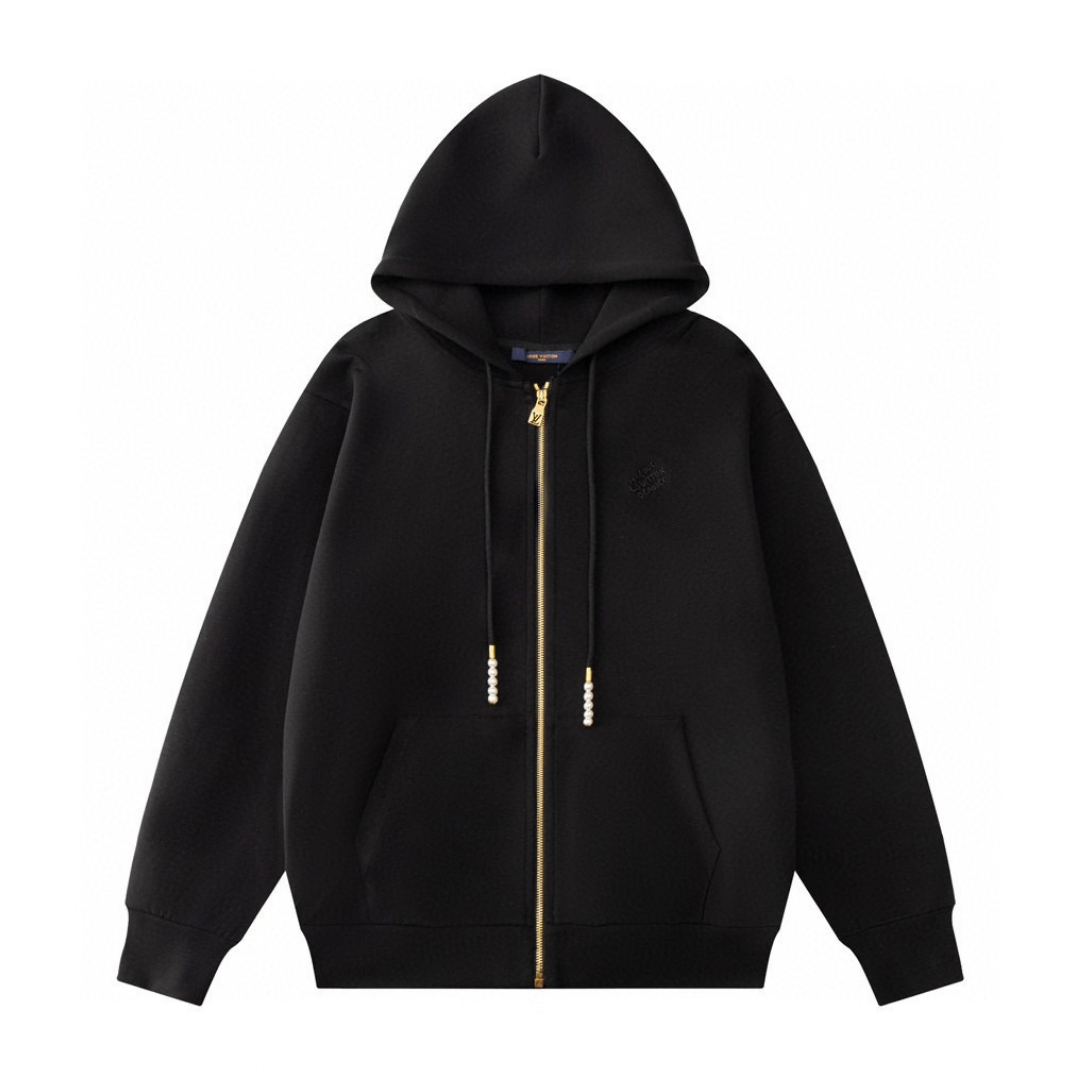 Lv Monogram Zip Hoodie