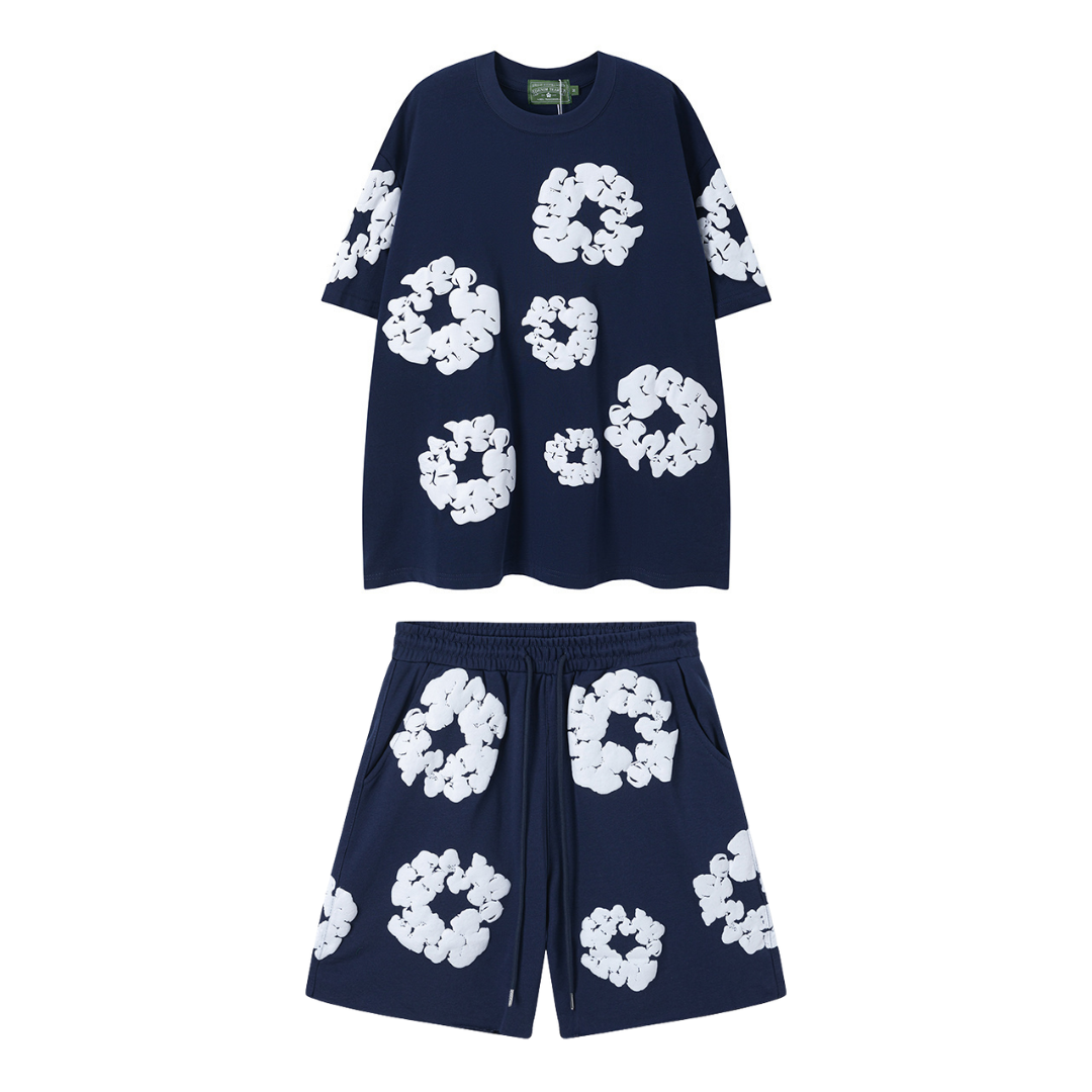Denim Trs Navy Short set