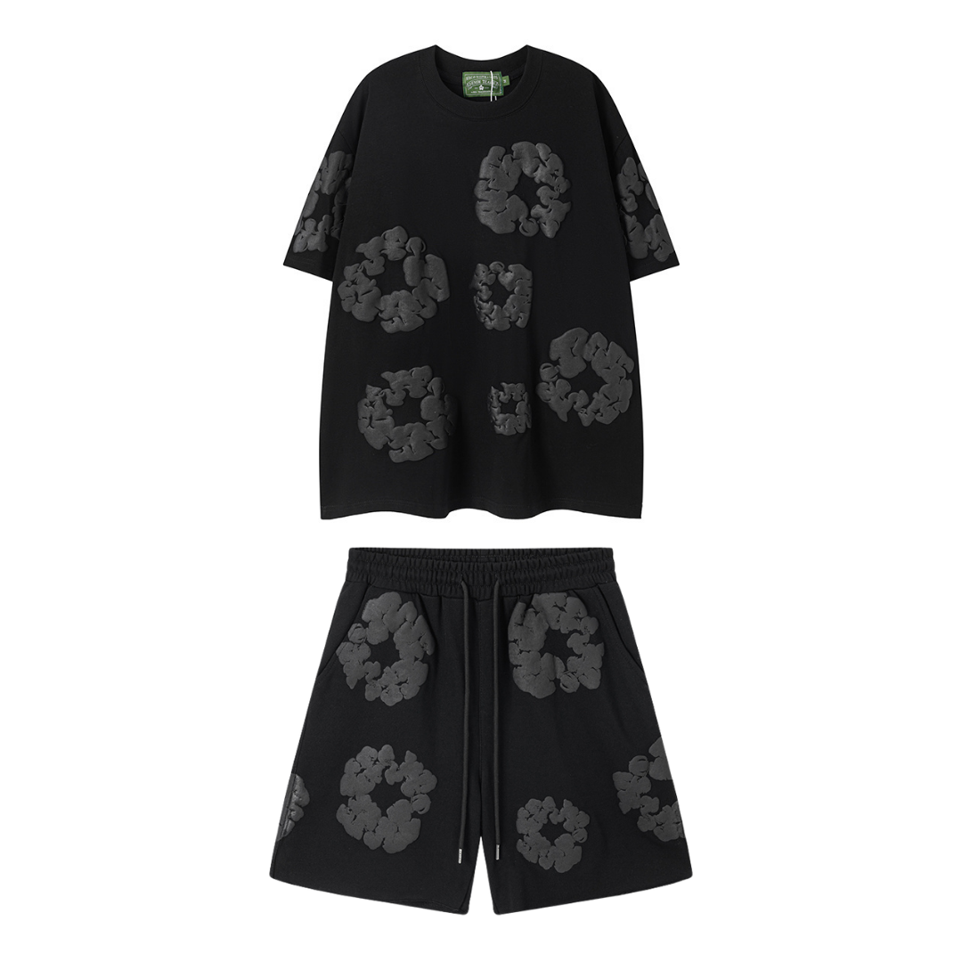 Denim Trs Black Grey Short set