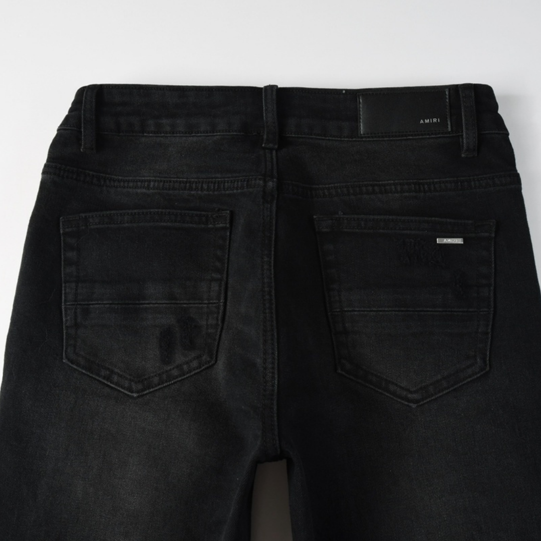 Amr Blue Ripped Patch Jeans