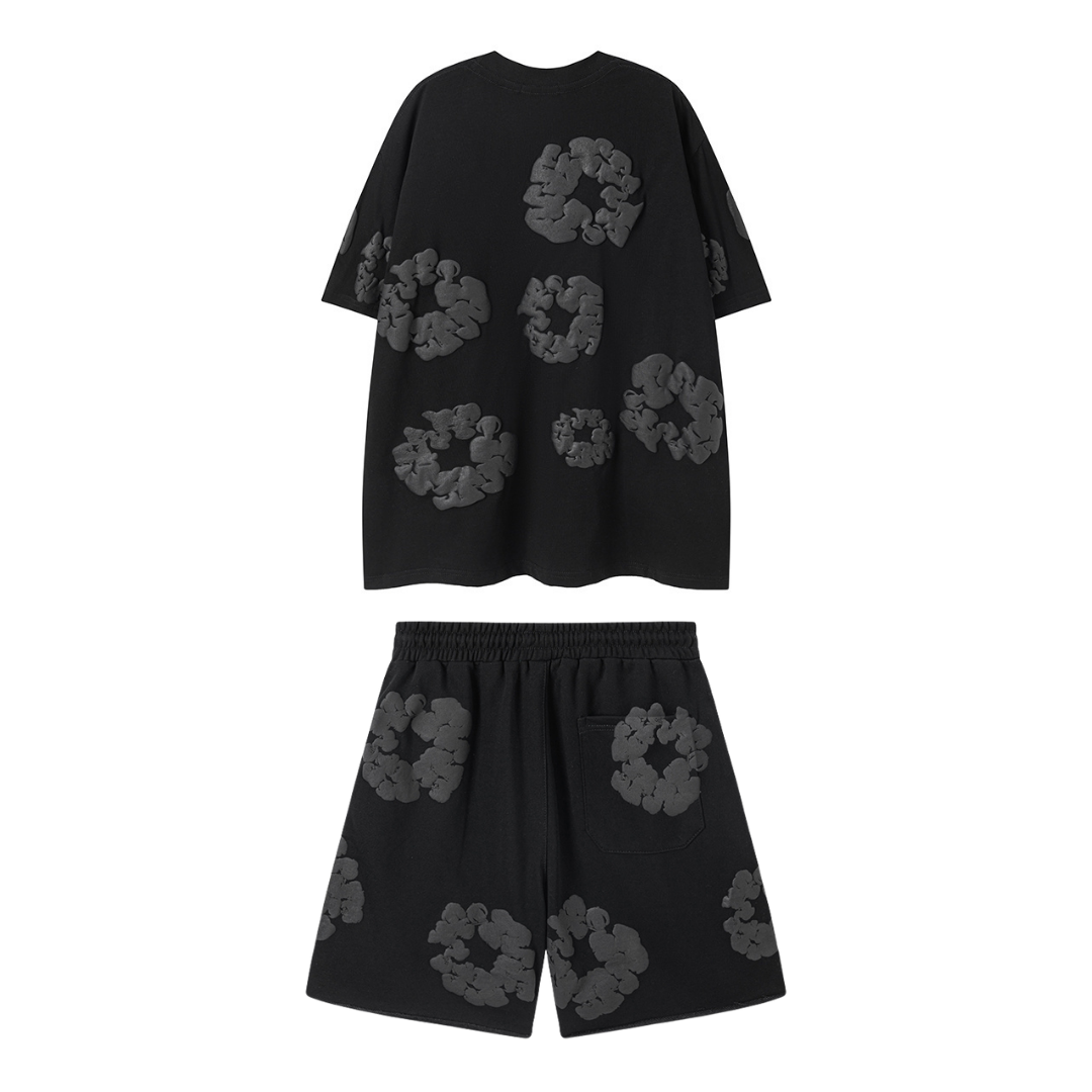 Denim Trs Black Grey Short set