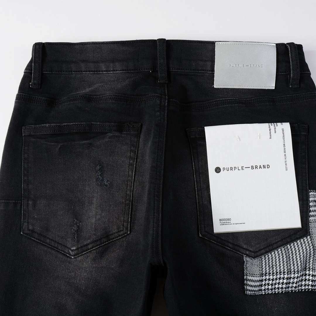 Purple Monogram Patch Ripped Jeans