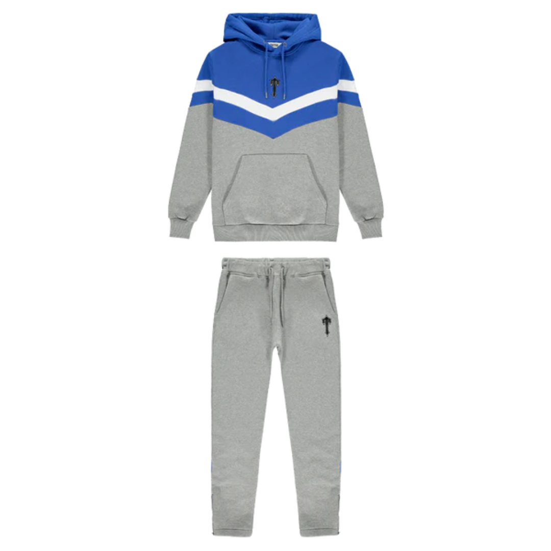 V-Stripe Hooded Blue Tracksuit