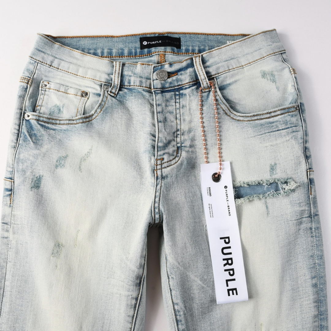 Purple Light Blue Ripped Jeans