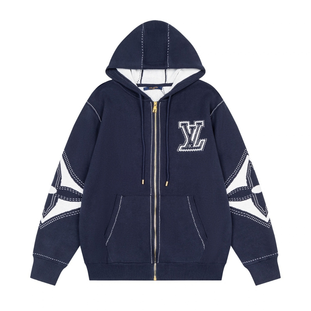 Lv Monogram Zip Hoodie