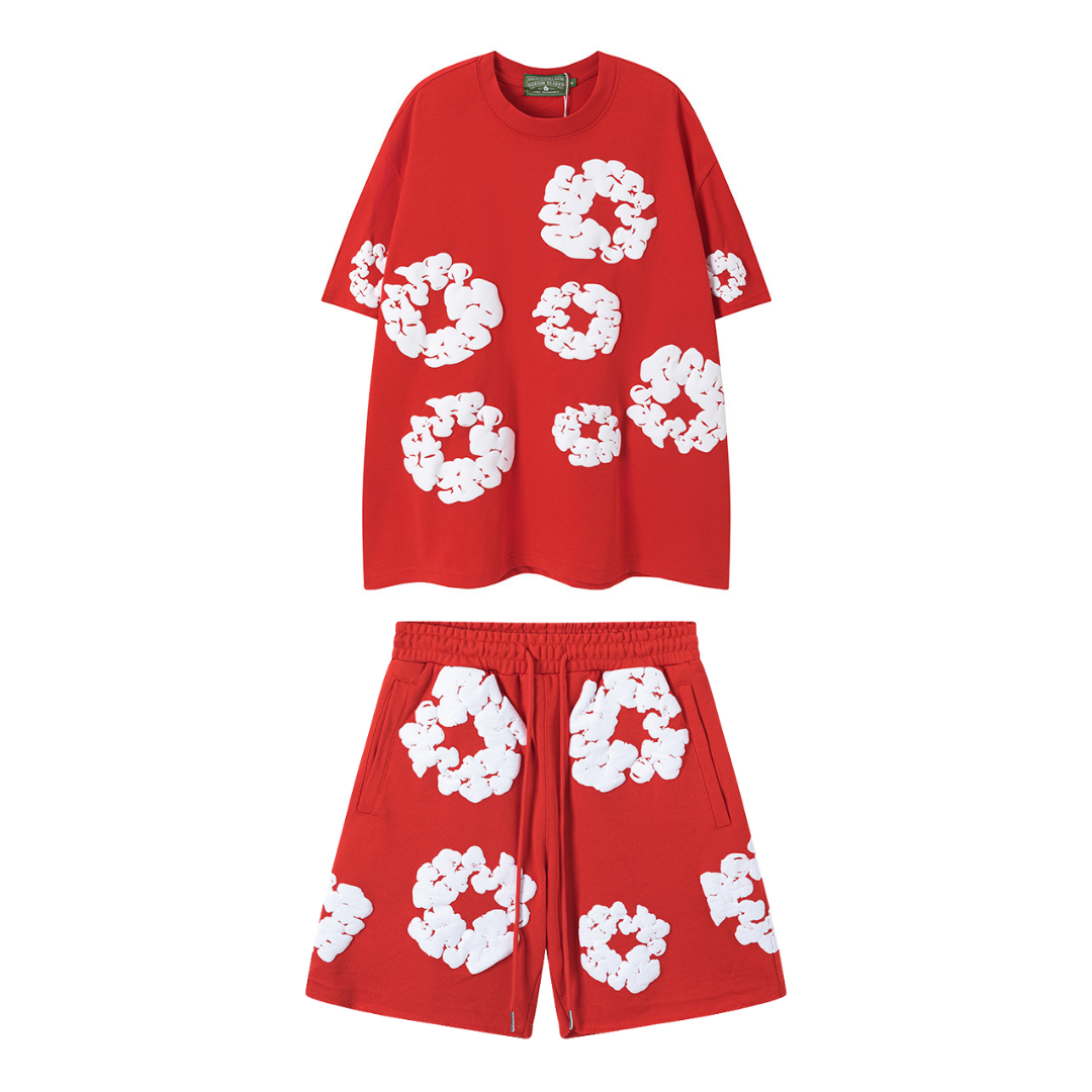 Denim Trs Red Short set