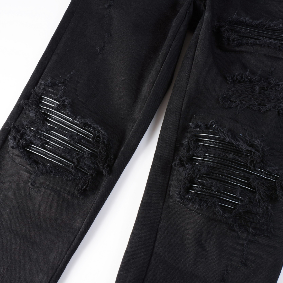 Amr Black Patch Jeans