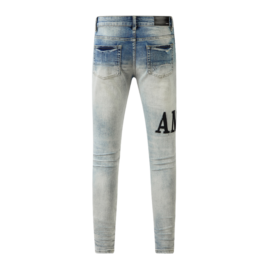 Amr Logo Ripped Patch Jeans