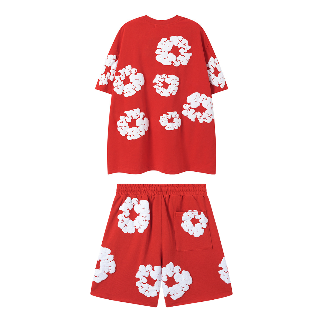 Denim Trs Red Short set